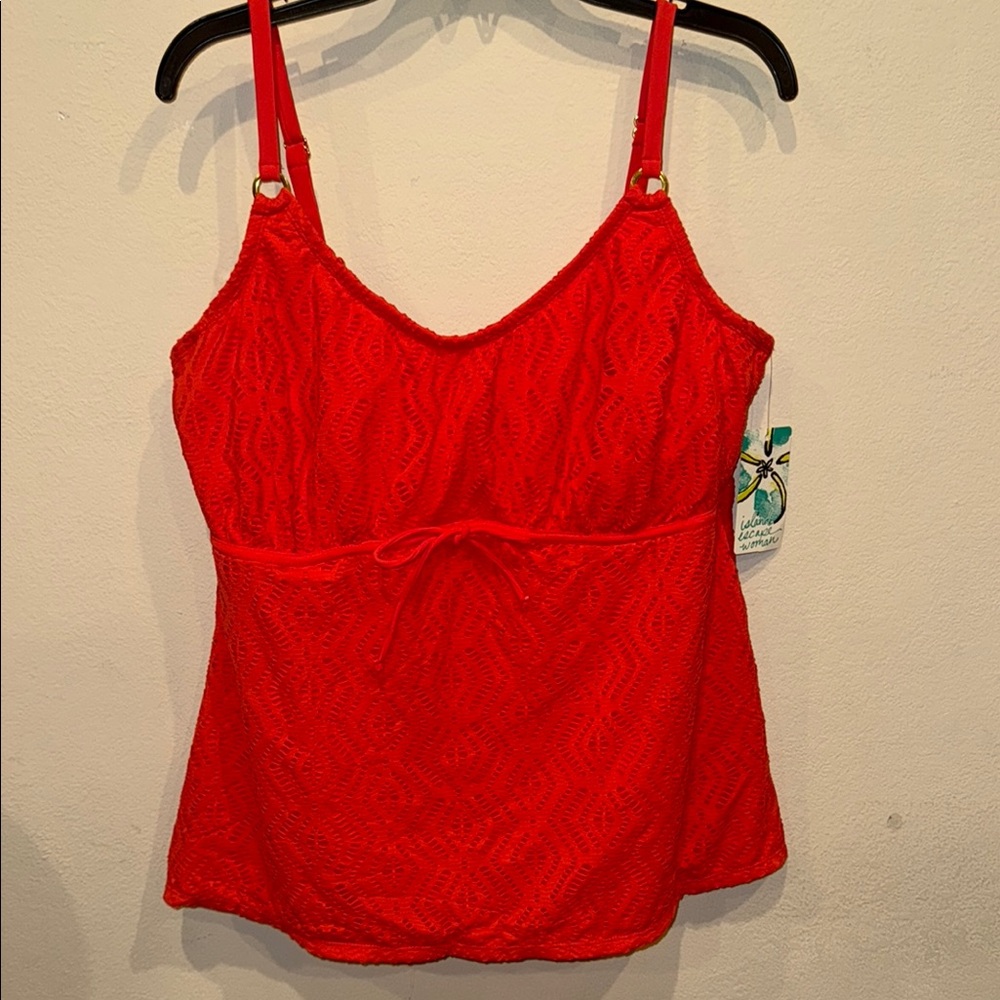 Island Escape Red Lace Tankini Top
